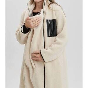 NEW NOM MATERNITY teddi long coat in cream